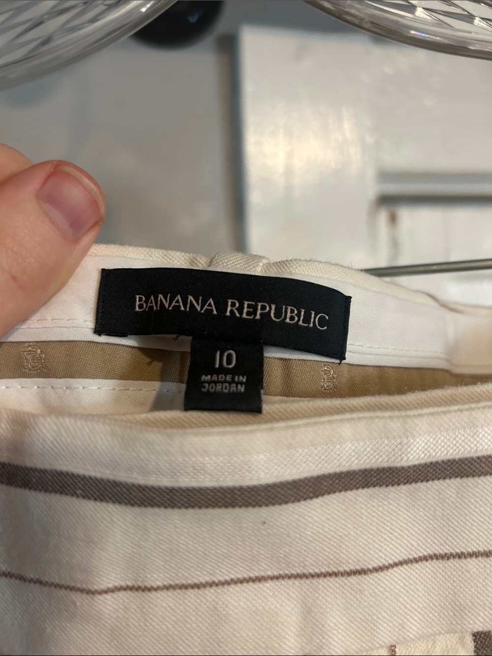 Banana Republic Cream Trousers with Brown & Gray Pinstripes - Picture 2 of 4